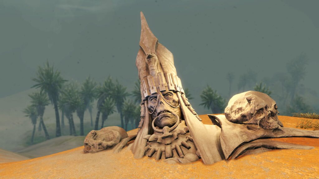 Rückkehr zu Staffel 4 Woche 13: Eine verwitterte Statue im Wüstensand von Kourna deutet den Untergang Jokos an.