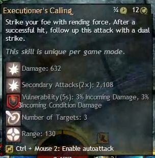 Beschreibung von "Executioner's Calling" aus dem Guild Chat zum Willensverdreher