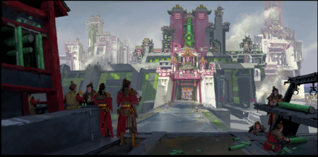 Ein Bild von Stadt Kaineng als Symbol für die Zukunft von Guild Wars 2