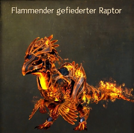 Flammender gefiederter Raptor