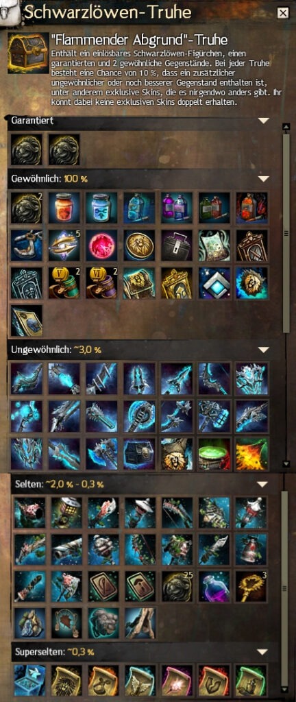 flammender abgrund truhe