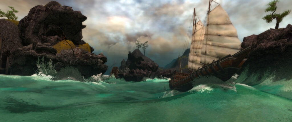 Schiff in stürmischen Gewässern