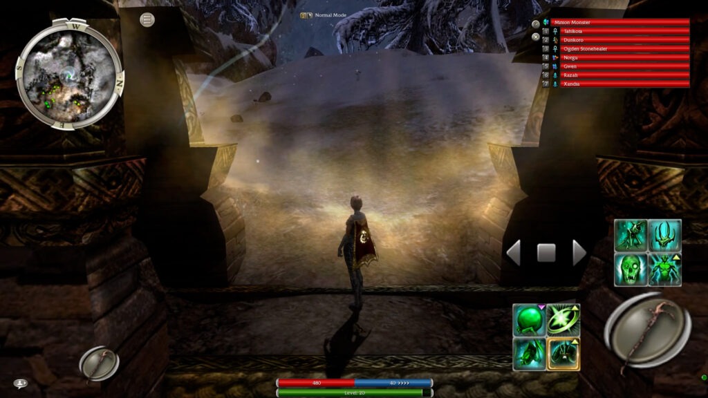 Charakter schaut in Winterlandschaft