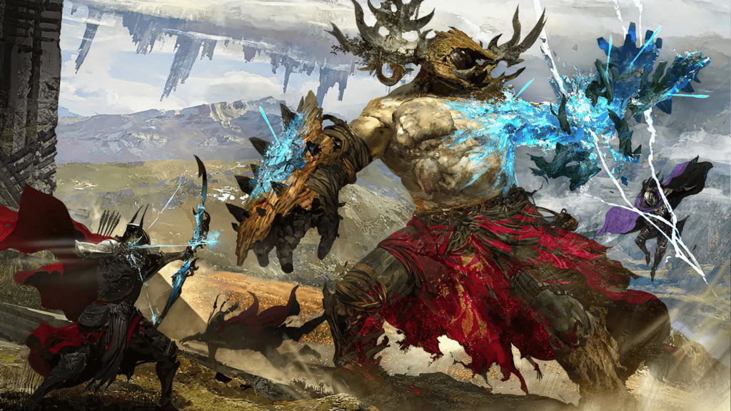 Concept art Kampf gegen einen Giganten