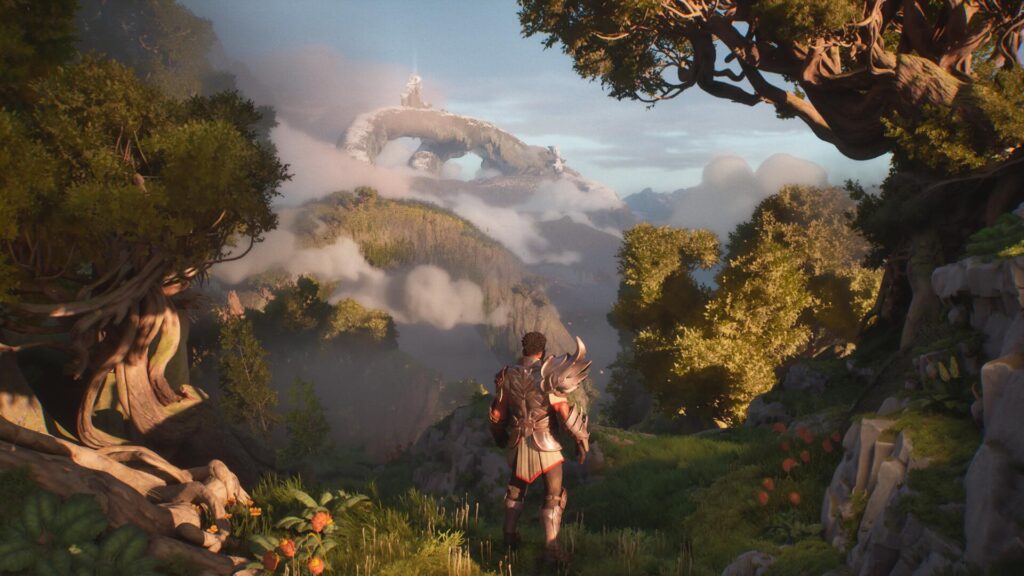 Guild Wars 3 Ritter schaut in Naturlandschaft
