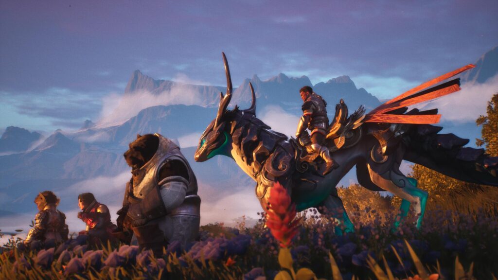 Guild Wars 3 Reiter auf Pflanzenreittier mit Kofdan und Asura