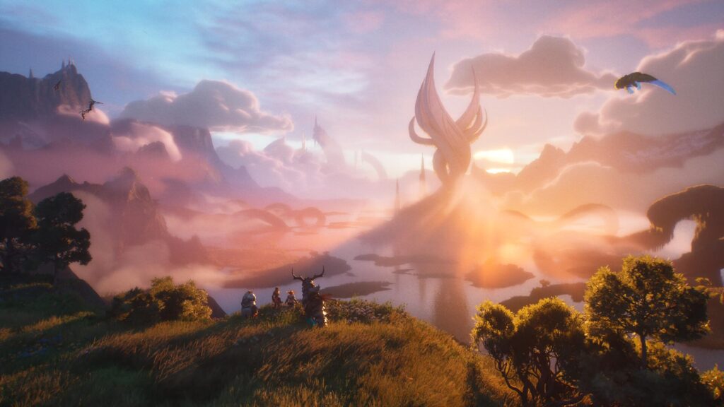 Guild Wars 3 majestätische Aussicht mit Türmen